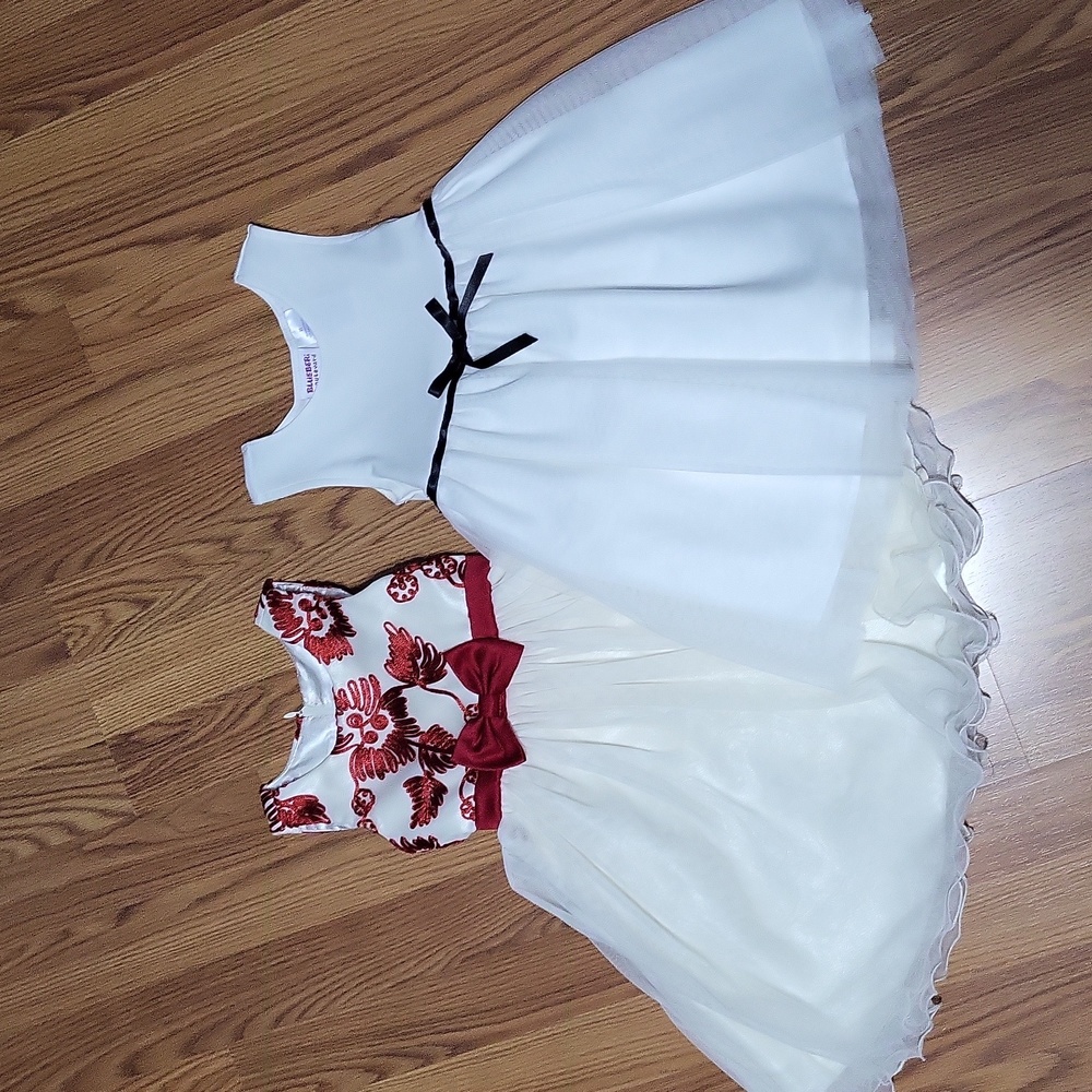 2 girls 3T formal beauty pageant party wedding dress lot Blueberi boulevard red